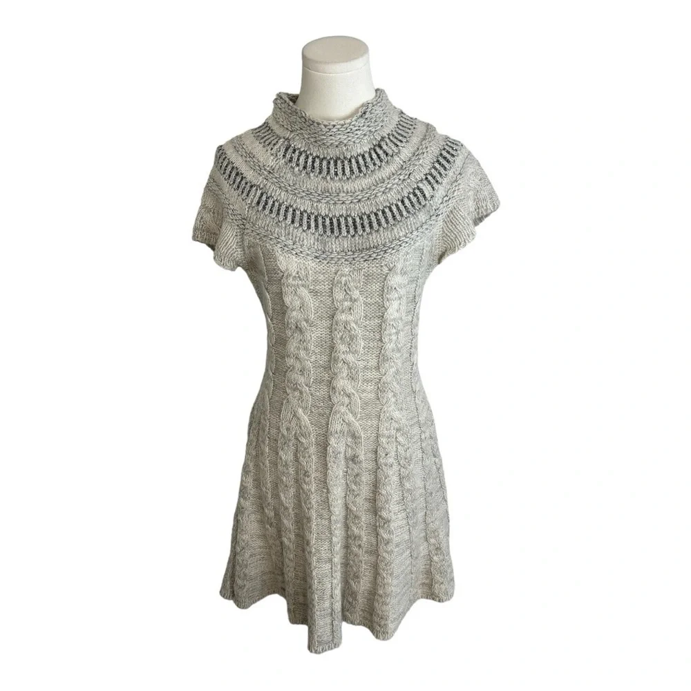 Free People Nordic Sweater Dress Mini Gray Sparkle Short Sleeve Y2K Size‎ M